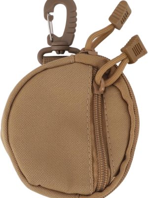 Men CoinPouch, Small Round CoinPurse Keychain Little Change Wallet Headset Pack for Shopping, Traveling, Walking (Brown)