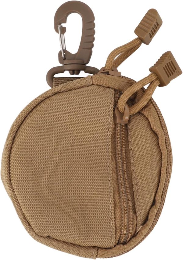 Men CoinPouch, Small Round CoinPurse Keychain Little Change Wallet Headset Pack for Shopping, Traveling, Walking (Brown)