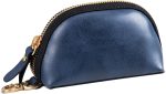 Coin Purse for women men,Genuine Leather Wallet Coin Pouch with Zipper Coin Bag,Simple Sturdy Coin Case.Blue