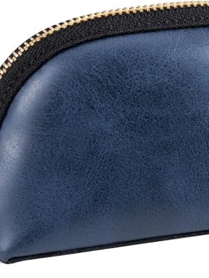 Coin Purse for women men,Genuine Leather Wallet Coin Pouch with Zipper Coin Bag,Simple Sturdy Coin Case.Blue