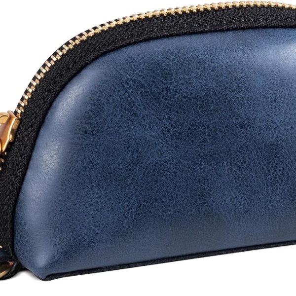 Coin Purse for women men,Genuine Leather Wallet Coin Pouch with Zipper Coin Bag,Simple Sturdy Coin Case.Blue