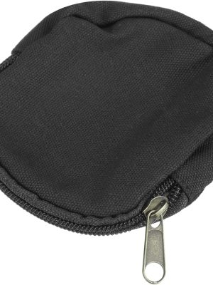Mini Canvas Coin Purse Pouch, 3.9" Blank Round Mini Coin Wallet Small Change Purses Portable Organizer Bags with Zipper for Women Men Home DIY, Black