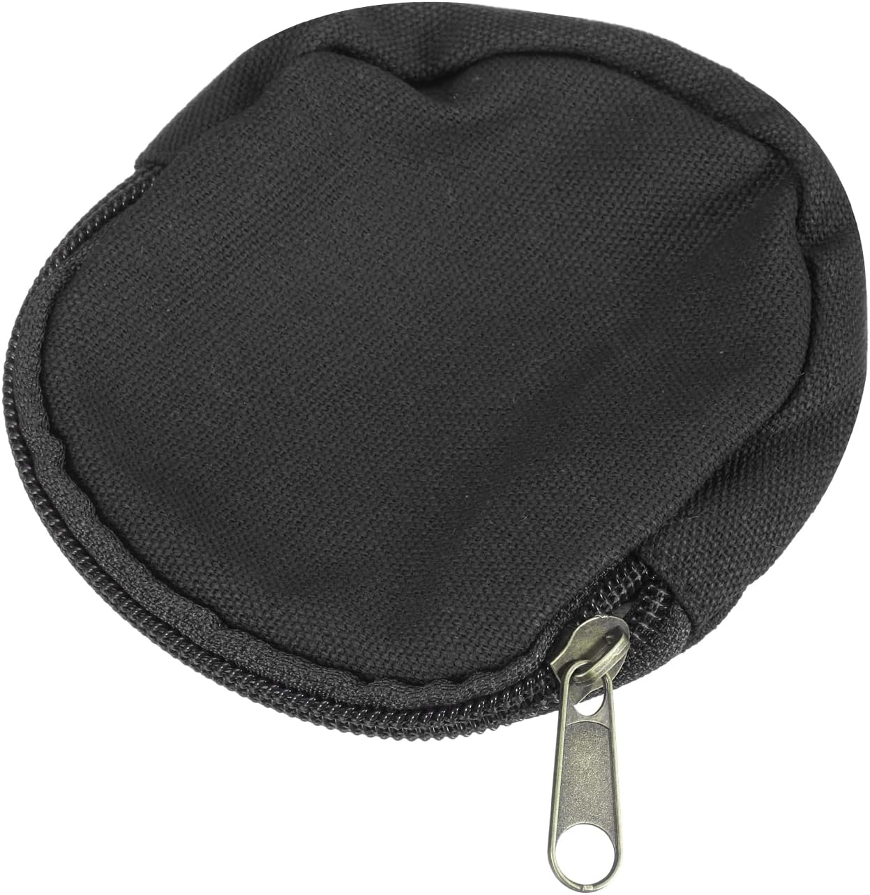 Mini Canvas Coin Purse Pouch, 3.9" Blank Round Mini Coin Wallet Small Change Purses Portable Organizer Bags with Zipper for Women Men Home DIY, Black