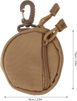 Men CoinPouch, Small Round CoinPurse Keychain Little Change Wallet Headset Pack for Shopping, Traveling, Walking (Brown)
