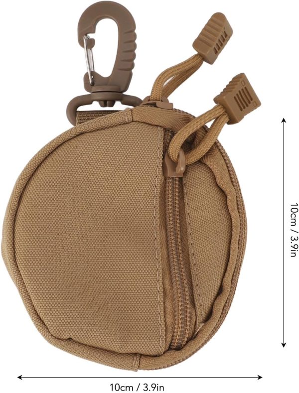 Men CoinPouch, Small Round CoinPurse Keychain Little Change Wallet Headset Pack for Shopping, Traveling, Walking (Brown)