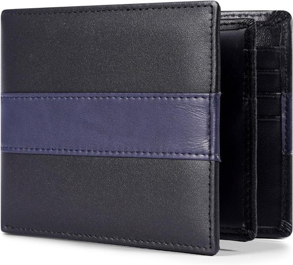Genuine Leather RFID Wallet for Mens, Mens Bifold Wallet with 16 Card Holder 1 ID Window Gift for Him