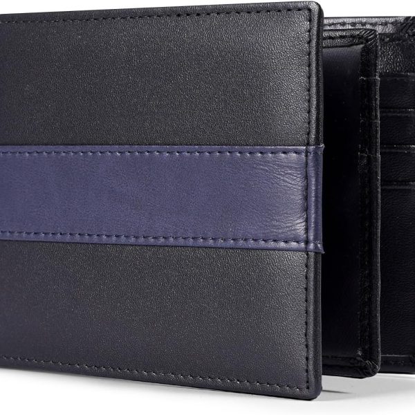 Genuine Leather RFID Wallet for Mens, Mens Bifold Wallet with 16 Card Holder 1 ID Window Gift for Him
