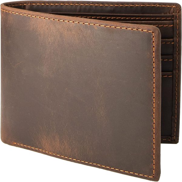 Genuine Leather Wallets for Men, Handmade Vintage Italian Distressed Slim Bifold Men's Wallet with RFID Blocking