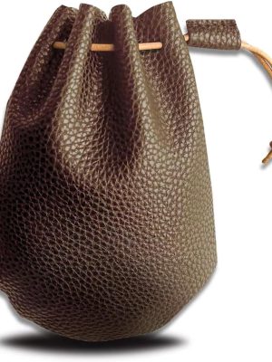 Faux Leather Drawstring Pouch, Premium Coin Pouch for Men, coin holder for purse, Change Holder for Car as coin purses, coin wallet, dice bags, key wallet Size 5.9" x 4.3" (Brown)