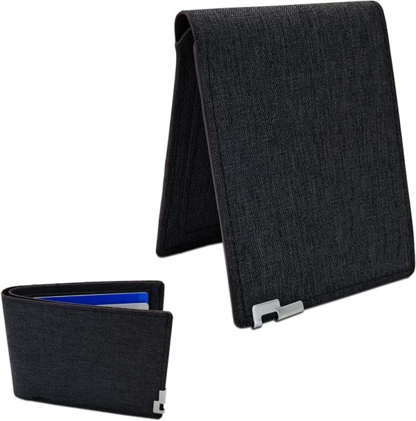 Mens Wallet Slim Credit Card Holder Wallet for Men and Boy, Man Small Wallet Bifold Credit Card Wallet Canvas Mens Slim Wallet Lightweight and Portable for Pants Pockets (Canvas, Black)