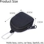 Coin Purse with Zipper, Change Purses Small Organizer Bags Canvas for Home, Coin Purse Keychain Pockets for Waist Pack (Black)