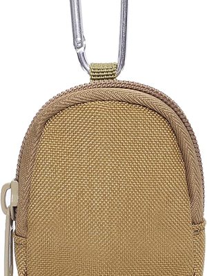 Coin Purse with Zipper, Change Purses Small Organizer Bags Canvas for Home, Coin Purse Keychain Pockets for Waist Pack (Brown)