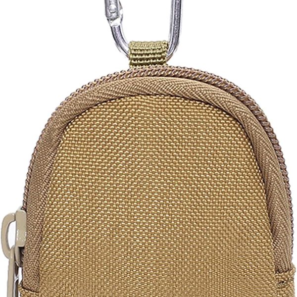 Coin Purse with Zipper, Change Purses Small Organizer Bags Canvas for Home, Coin Purse Keychain Pockets for Waist Pack (Brown)