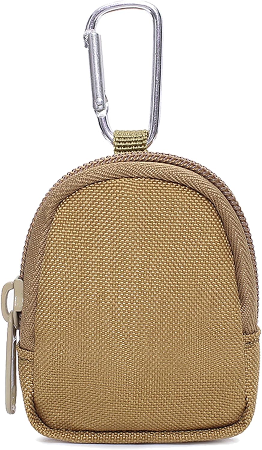 Coin Purse with Zipper, Change Purses Small Organizer Bags Canvas for Home, Coin Purse Keychain Pockets for Waist Pack (Brown)