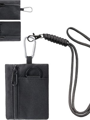 Coin Purse for Men Women, Canvas Coin Pouch Keychain With Retractable Lanyard, Small Change Purse Tactical EDC Pocket Mini Tool Pouch(Black)