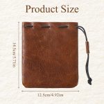 Leather Drawstring Coin Purse Leather Storage Bags Drawstring Cowhide Bag Small Waterproof Pouch Vintage Leathers Pouch Portable Retro Travel Phone Dice Storage Bag Small Bucket Purse for Smalls Items