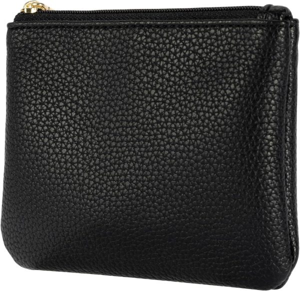 PU Leather Coin Purse Pouch Change Holder Small With Zipper for Men Women 2 PCS Set (Black&Black)