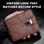 Men's Vintage Compact Zipper Wallet,Business-Style Vintage Coin Purse, Multiple Card Slots,Mens Wallet With Zipper,Big Money Slot, Card Slot, Id Slot, Zipper Pocke (Brown)