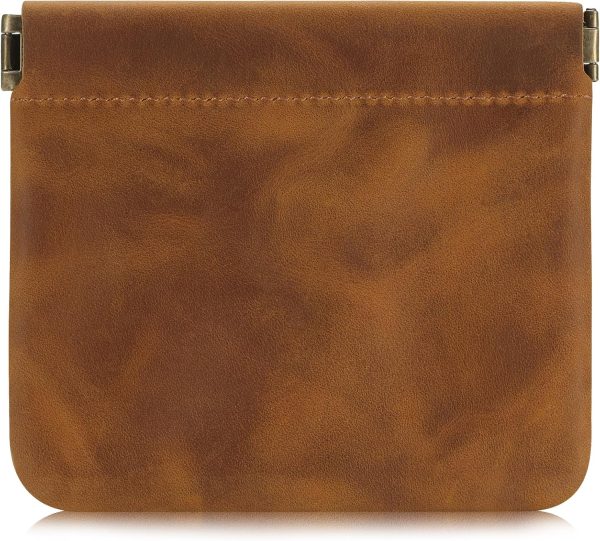 Mini Coin Purse, Genuine Leather Small Coin Wallet, Leather Squeeze Coin Purse Pouch Change Holder For Men & Women, JC309