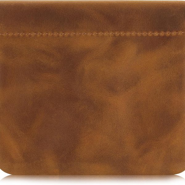 Mini Coin Purse, Genuine Leather Small Coin Wallet, Leather Squeeze Coin Purse Pouch Change Holder For Men & Women, JC309