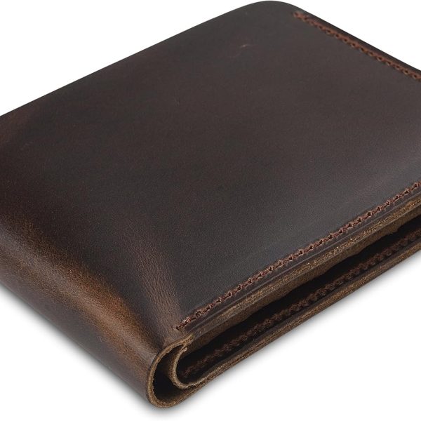 Men’s 100% Genuine Leather Bifold Wallet,Entirely Handmade (SF1001)