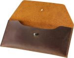 Leather Money Cash Envelopes Wallet for Men, Money Bag Pouch Reusable Budget Envelope Wallet, Retro Clutch Wallet, Brown