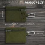 Small Coin Purse, Unisex Portable Nylon Zip Coin Pouch, Mini Tactical Keychain Pouch Change Purse with Carabiner (Green)