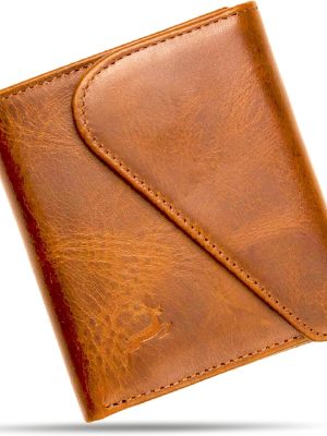 Full-Grain Leather Wallet for Men, Handcrafted Mens Bifold Wallet with RFID Blocking, Magnetic Closure, Slim Minimalist Thin Design, ID Window, Book Shaped Gift Ready Box, 3-Year Warranty