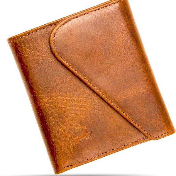 Full-Grain Leather Wallet for Men, Handcrafted Mens Bifold Wallet with RFID Blocking, Magnetic Closure, Slim Minimalist Thin Design, ID Window, Book Shaped Gift Ready Box, 3-Year Warranty