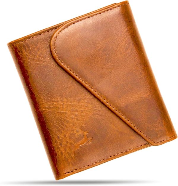 Full-Grain Leather Wallet for Men, Handcrafted Mens Bifold Wallet with RFID Blocking, Magnetic Closure, Slim Minimalist Thin Design, ID Window, Book Shaped Gift Ready Box, 3-Year Warranty