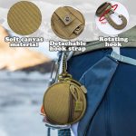 Outdoor Coin Purse for Men, Nylon Coin Wallet Small Coin Pouch with Removable Hook, Lightweight Small Coin Bag Change Pouch Coin Purses for Hiking, Climbing, Cycling, Shopping (brown)