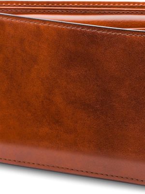 Men's Leather Wallet with Removable ID Passcase - Bifold Wallet for Men With 8 Card Slots, Premium Hand-Stained Leather With Gift Packaging, Amber Brown