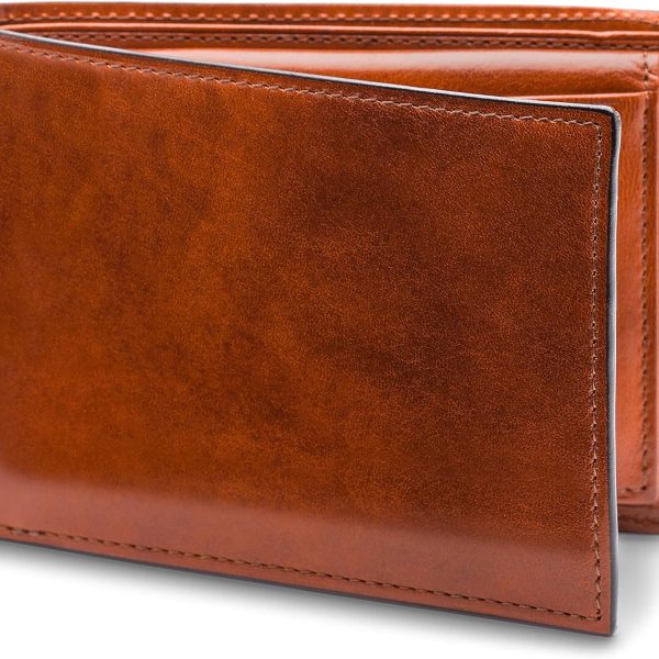 Men's Leather Wallet with Removable ID Passcase - Bifold Wallet for Men With 8 Card Slots, Premium Hand-Stained Leather With Gift Packaging, Amber Brown