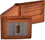 RFID Blocking Bifold Wallets for Men, Brown Full Grain Leather Credit Card Wallet with 2 ID Windows Premium Security and High Capacity | RFID Blocking, Credit Card Wallet, with 2 ID Windows, Premium Security, High Capacity