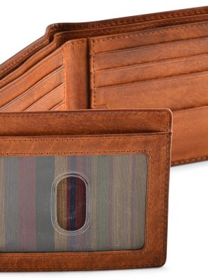 RFID Blocking Bifold Wallets for Men, Brown Full Grain Leather Credit Card Wallet with 2 ID Windows Premium Security and High Capacity | RFID Blocking, Credit Card Wallet, with 2 ID Windows, Premium Security, High Capacity