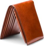 Men's Leather Wallet with Removable ID Passcase - Bifold Wallet for Men With 8 Card Slots, Premium Hand-Stained Leather With Gift Packaging, Amber Brown