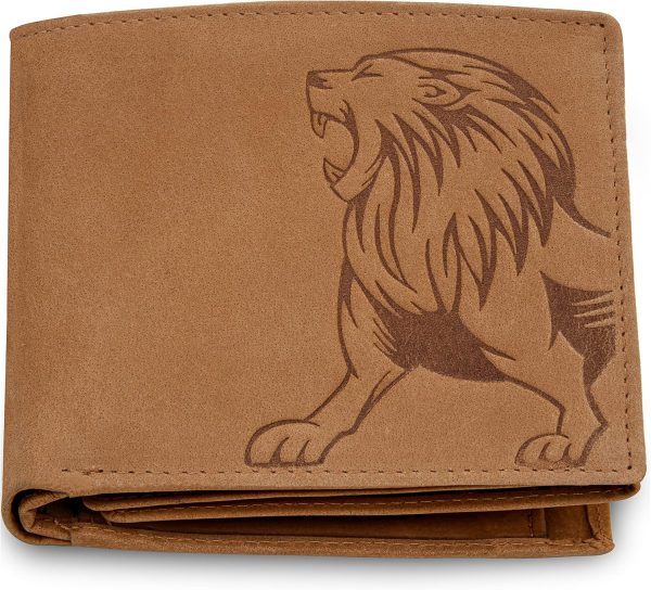 Leather Wallet for Men, Vintage Cognac, 13 cm (H) x 11 cm (W) x 2.5 cm (D), Vintage
