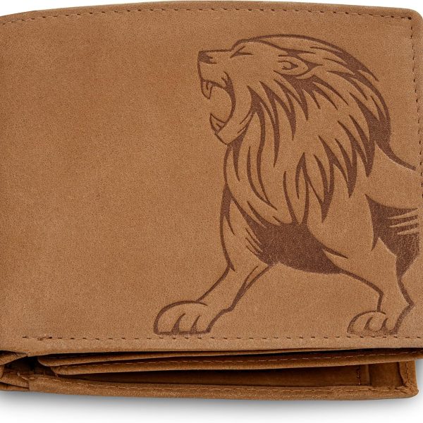 Leather Wallet for Men, Vintage Cognac, 13 cm (H) x 11 cm (W) x 2.5 cm (D), Vintage