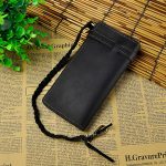 Mens Genuine Leather Bifold Wallet Organizer Checkbook Removable Chain Wallet