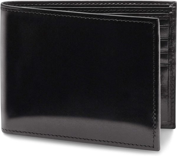 Men's Old Leather Bifold Wallet with ID Window and Card Slots - Italian Leather, Durable and Stylish, Black